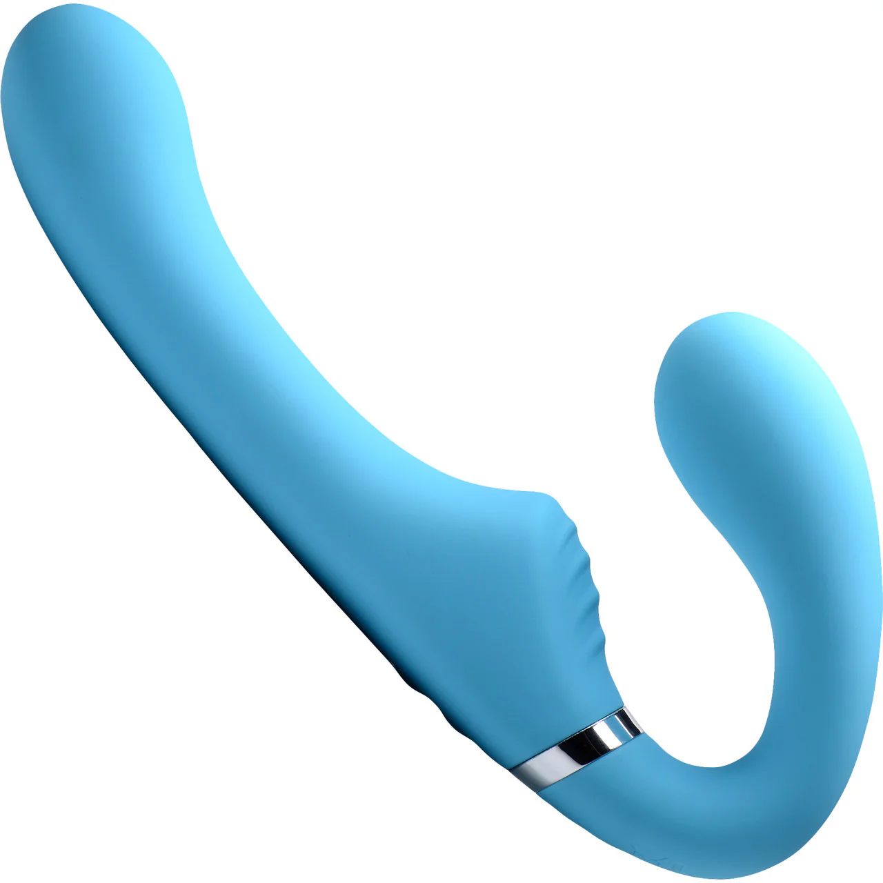 10x Mighty Rider Vibrating Silicone Strapless Strap-On With Remote Control By Strap U - Blue - Image 2
