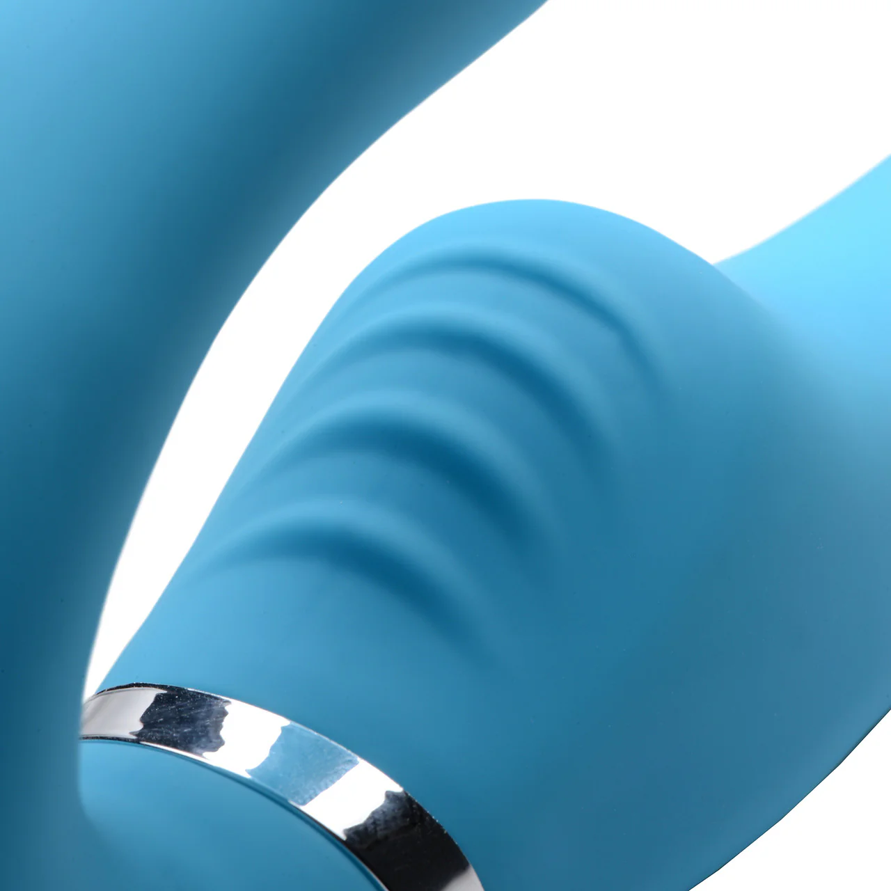 10x Mighty Rider Vibrating Silicone Strapless Strap-On With Remote Control By Strap U - Blue - Image 3