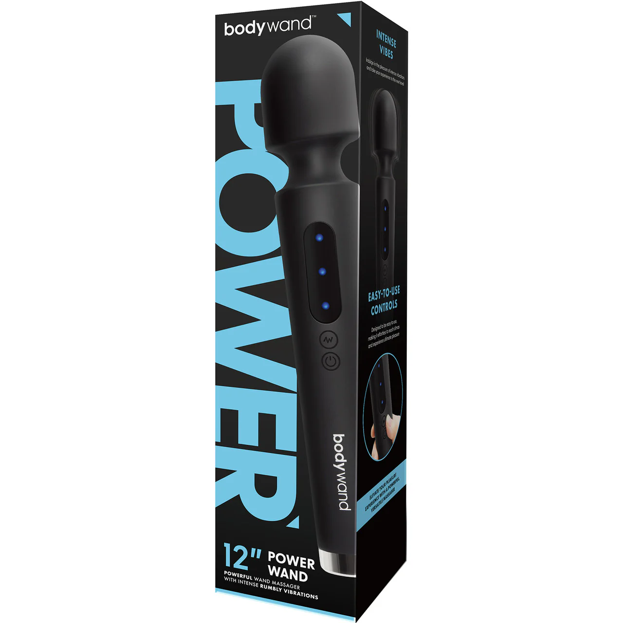 12" Power Wand Rechargeable Silicone Wand Style Massager By Bodywand - Black - Image 3