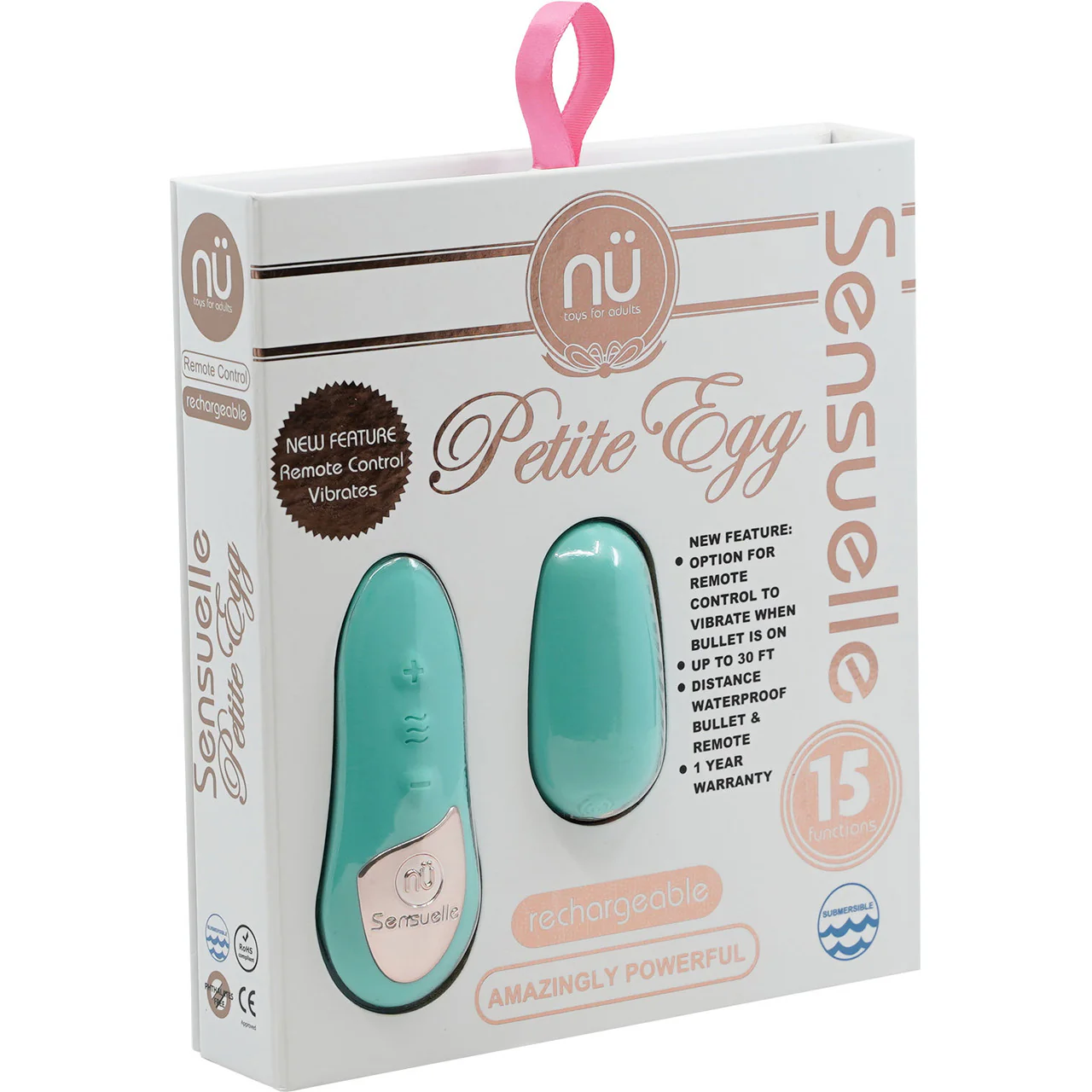 15-Function Remote Control Waterproof Vibrating Petite Egg By Nu Sensuelle - Teal - Image 3