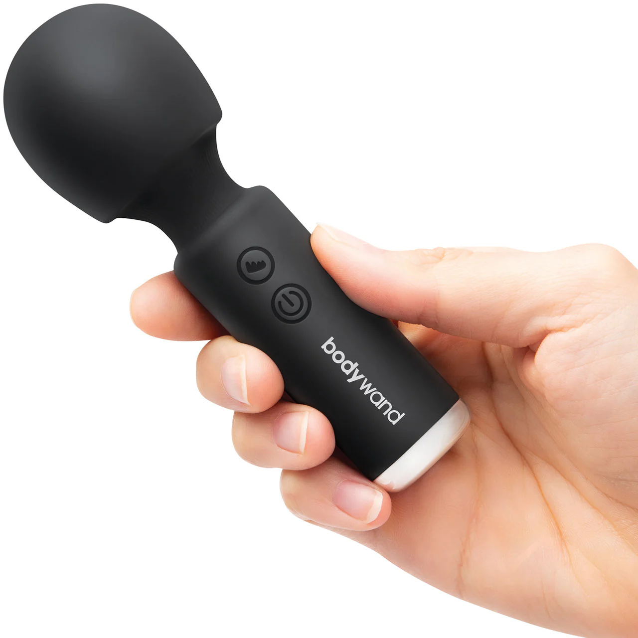 4.5" Power Wand Rechargeable Silicone Wand Style Massager By Bodywand - Black - Image 2