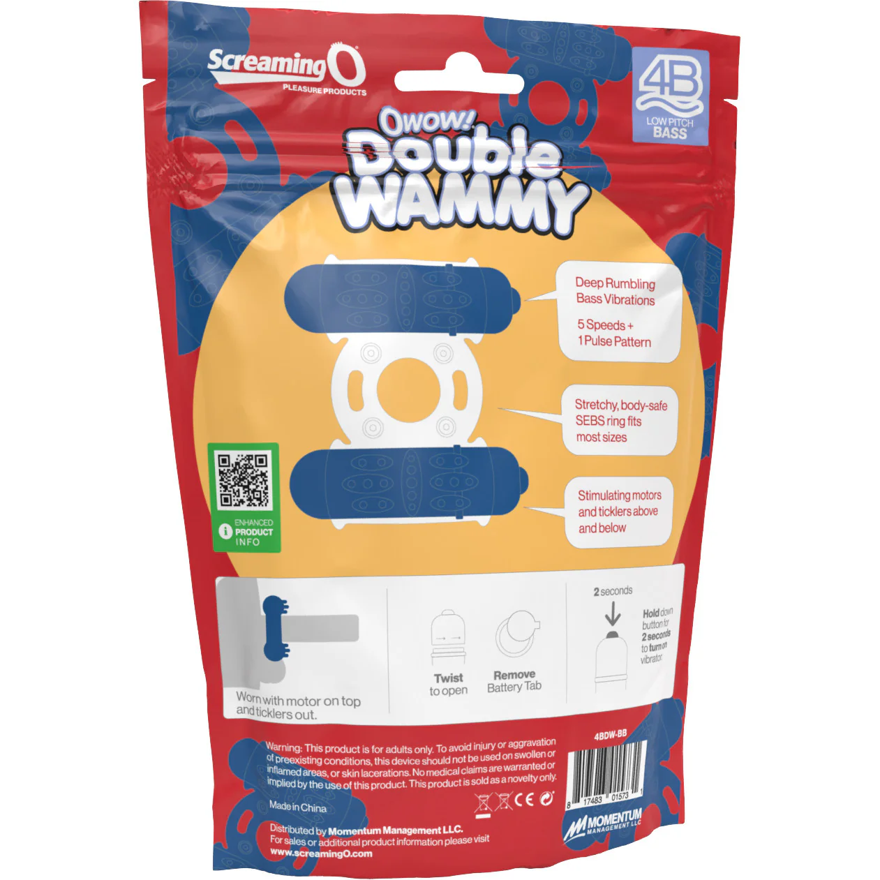 4B Double Wammy Dual Motor Vibrating Cock Ring By Screaming O - Blueberry - Image 4