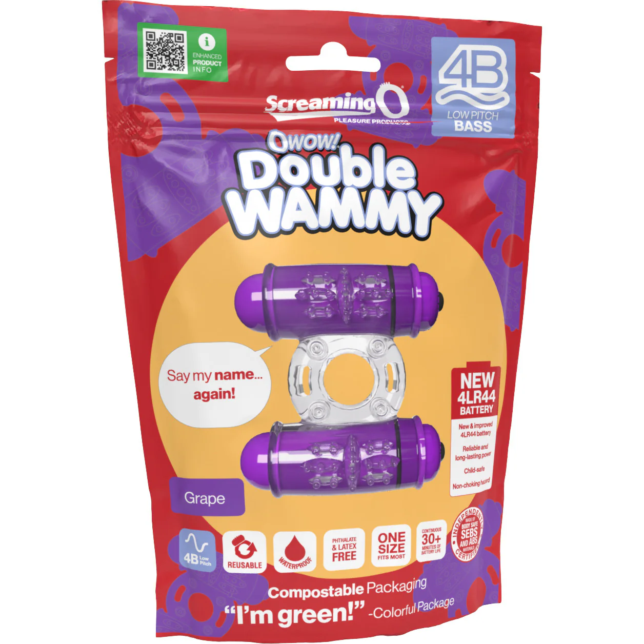 4B Double Wammy Dual Motor Vibrating Cock Ring By Screaming O - Grape - Image 4