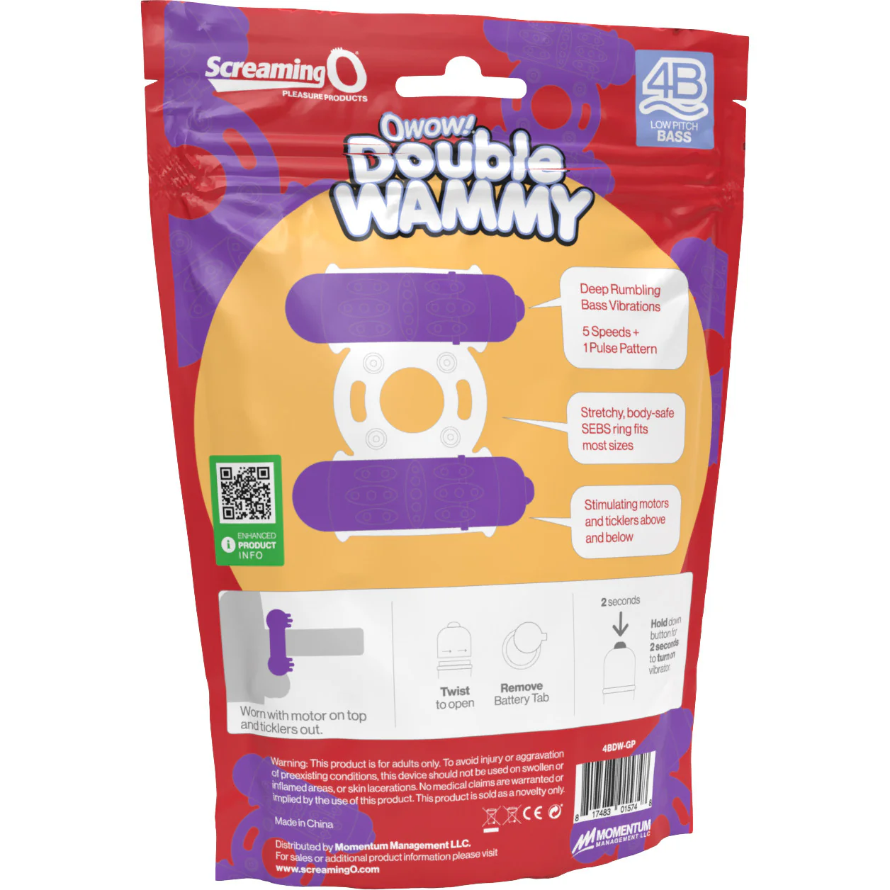 4B Double Wammy Dual Motor Vibrating Cock Ring By Screaming O - Grape - Image 5