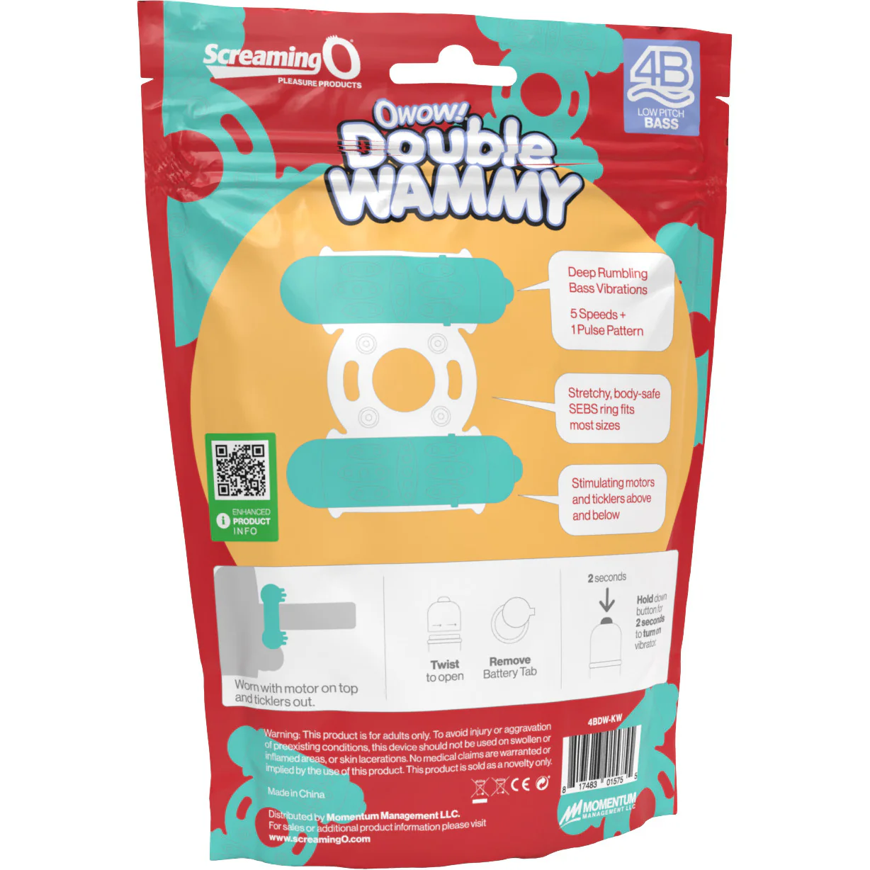 4B Double Wammy Dual Motor Vibrating Cock Ring By Screaming O - Kiwi - Image 4
