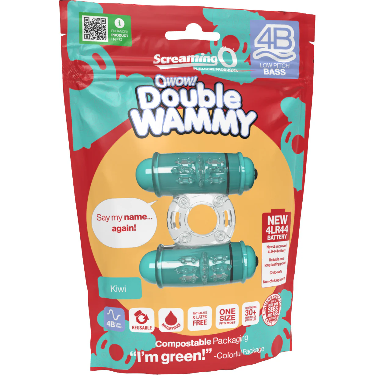 4B Double Wammy Dual Motor Vibrating Cock Ring By Screaming O - Kiwi - Image 5
