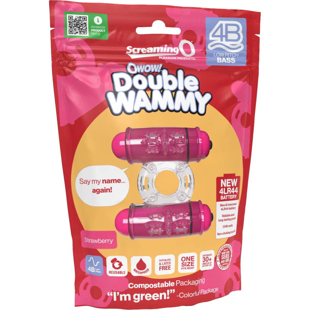 4B Double Wammy Dual Motor Vibrating Cock Ring By Screaming O - Strawberry - Image 5