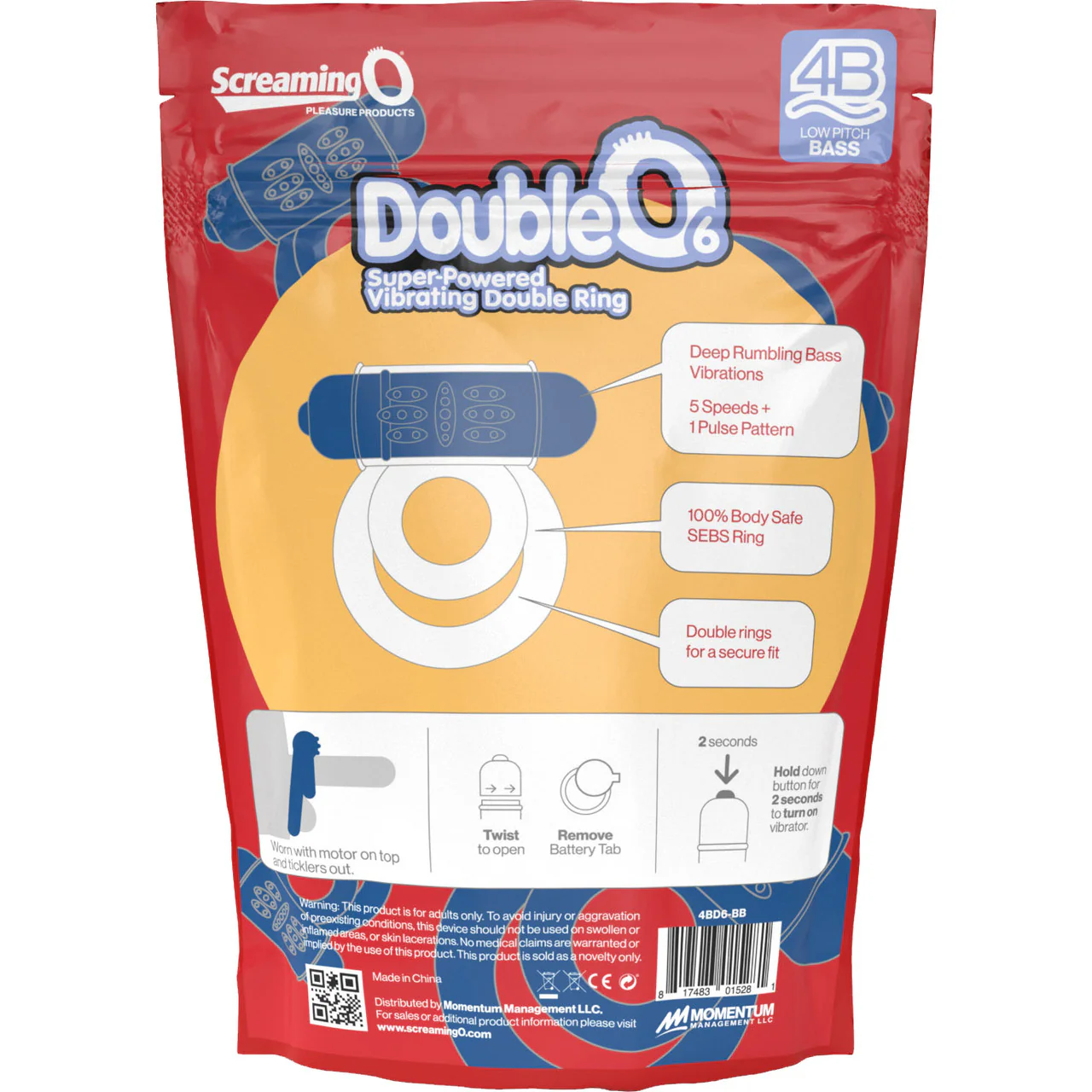 4B DoubleO 6 Super-Powered Vibrating Double Cock Ring By Screaming O - Blueberry - Image 4
