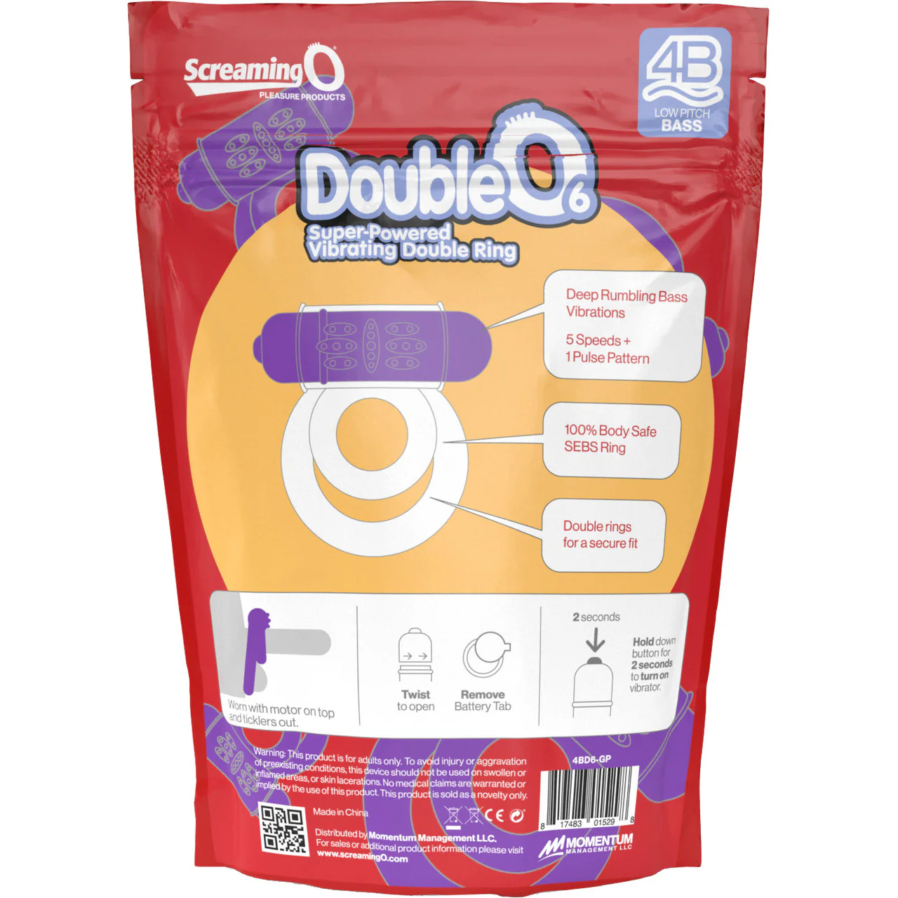 4B DoubleO 6 Super-Powered Vibrating Double Cock Ring By Screaming O - Grape - Image 4