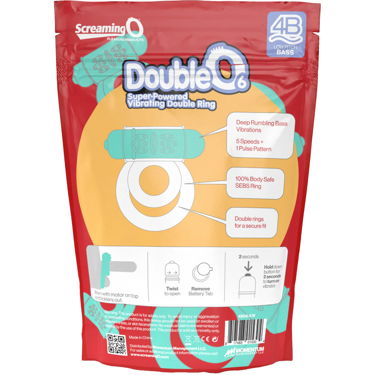 4B DoubleO 6 Super-Powered Vibrating Double Cock Ring By Screaming O - Kiwi - Image 4