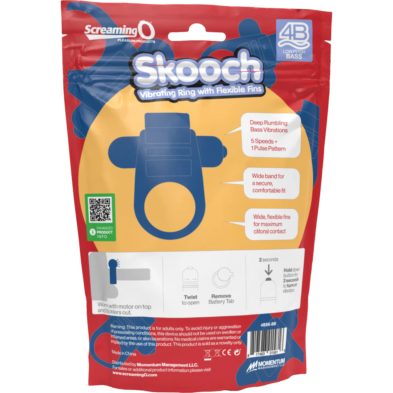 4B Skooch Vibrating Silicone Cock Ring By Screaming O - Blueberry - Image 4