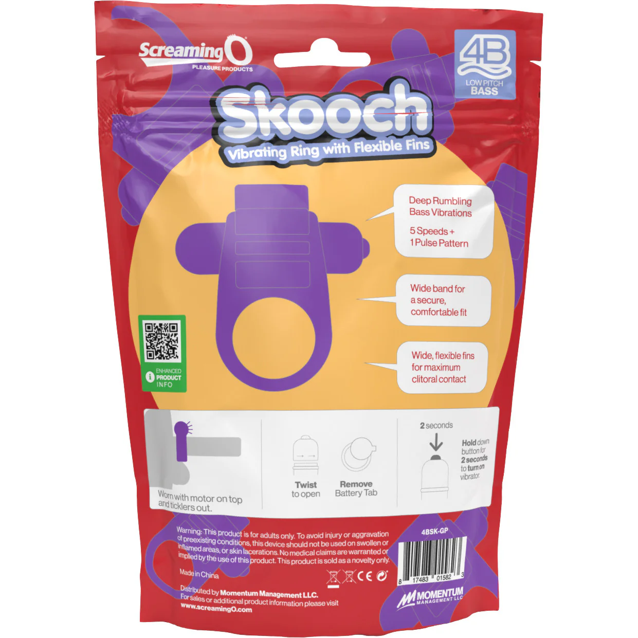 4B Skooch Vibrating Silicone Cock Ring By Screaming O - Grape - Image 4