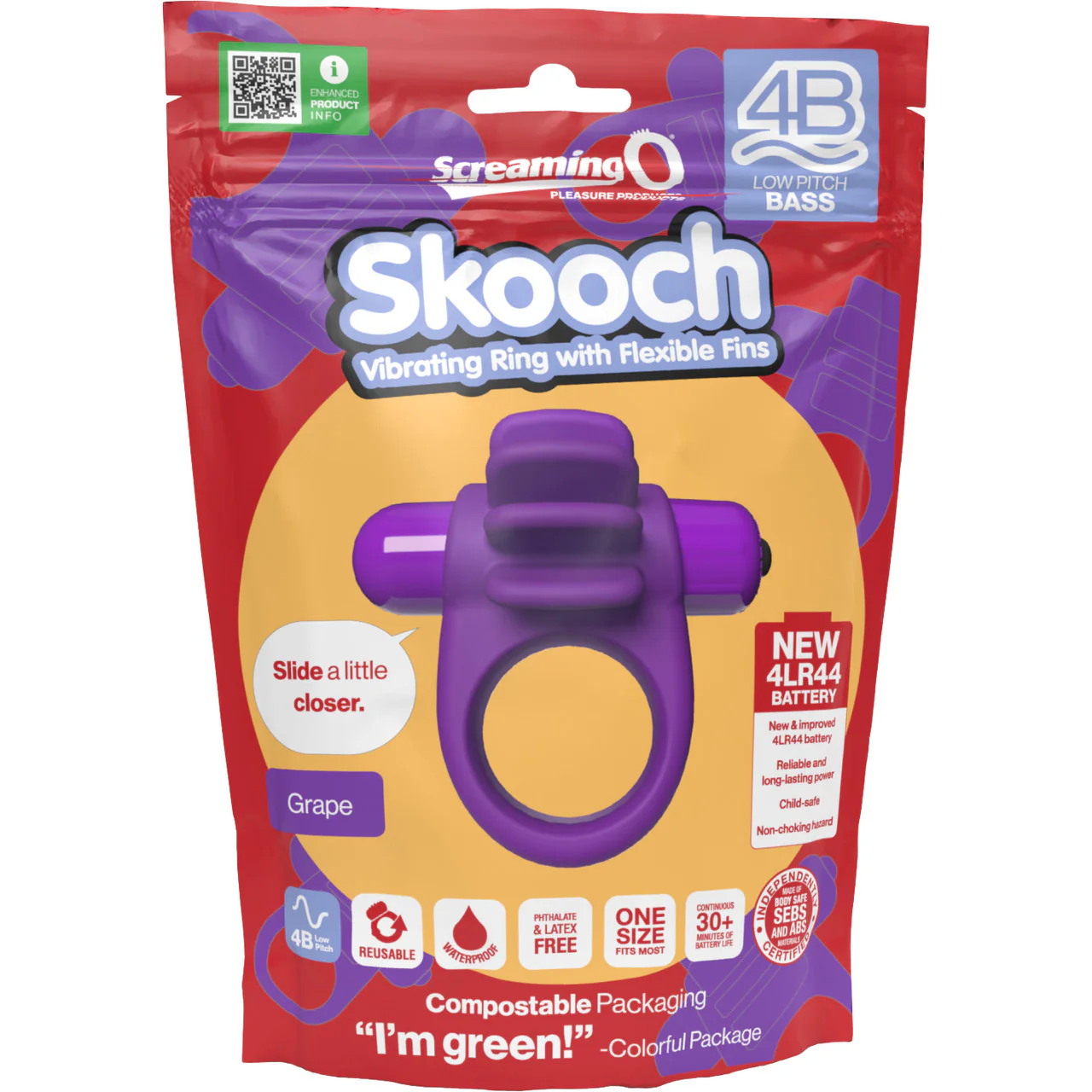 4B Skooch Vibrating Silicone Cock Ring By Screaming O - Grape - Image 5