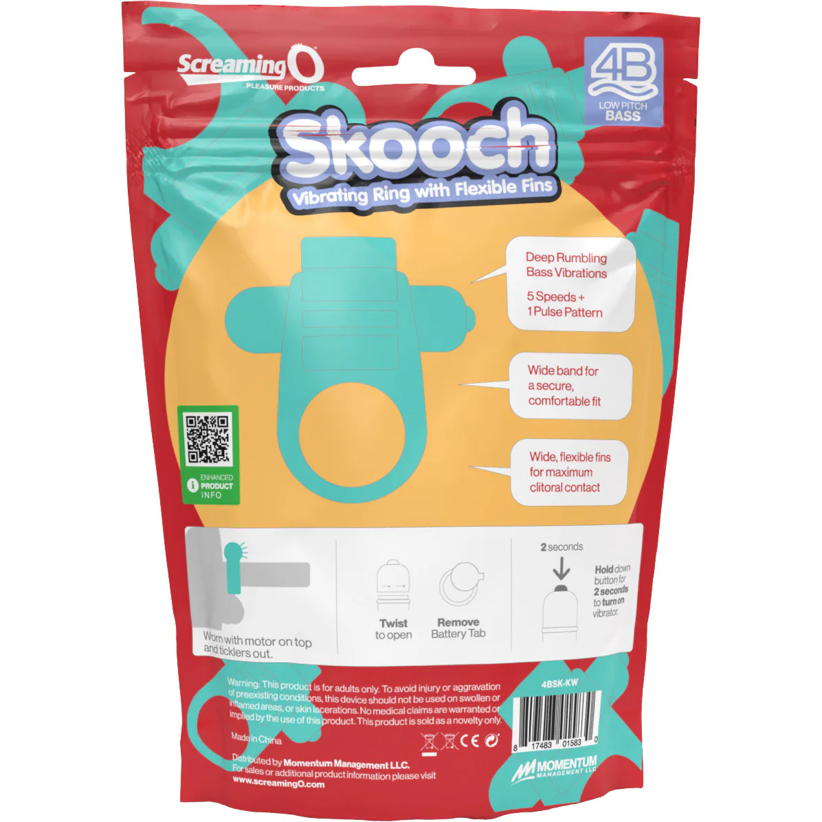 4B Skooch Vibrating Silicone Cock Ring By Screaming O - Kiwi - Image 5