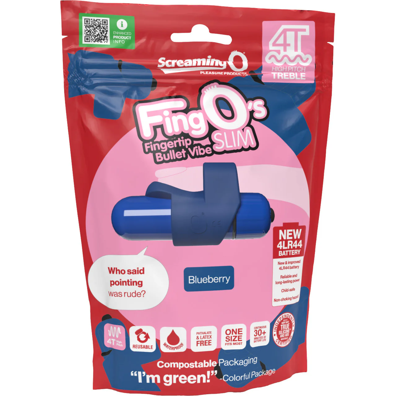 4T FingO Slim Silicone Fingertip Bullet Vibrator By Screaming O - Blueberry - Image 5