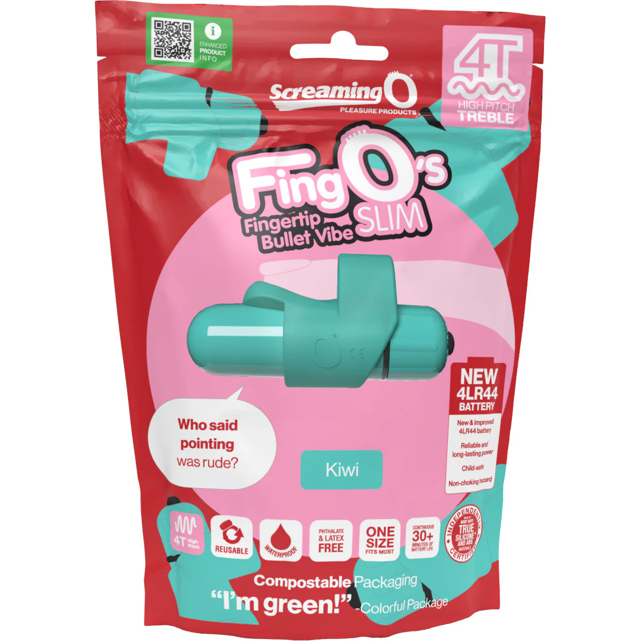 4T FingO Slim Silicone Fingertip Bullet Vibrator By Screaming O - Kiwi - Image 5