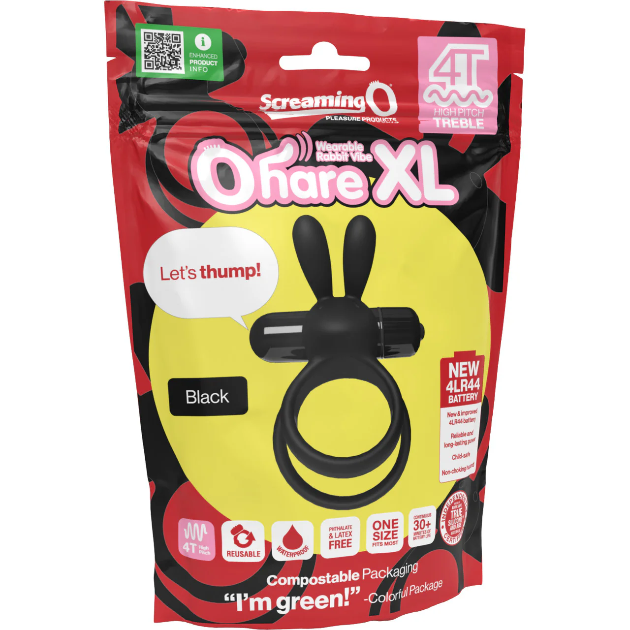 4T Ohare XL Vibrating Silicone Cock Ring By Screaming O - Black - Image 5
