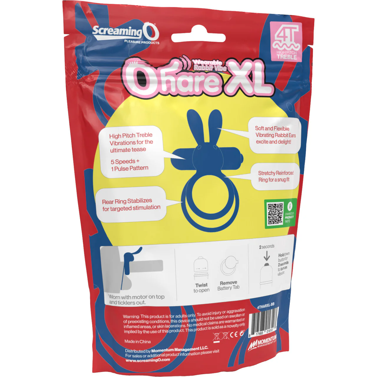 4T Ohare XL Vibrating Silicone Cock Ring By Screaming O - Blueberry - Image 4