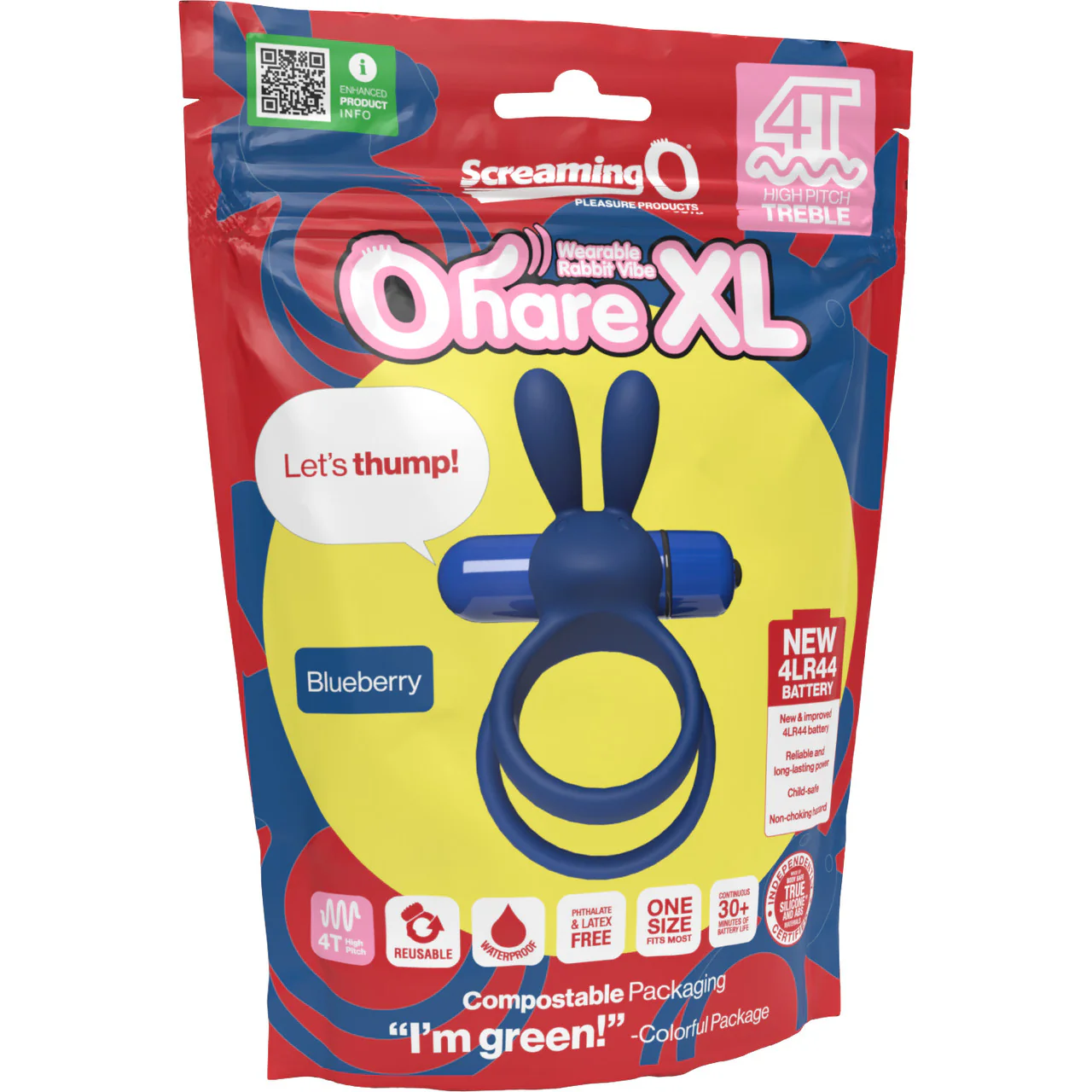 4T Ohare XL Vibrating Silicone Cock Ring By Screaming O - Blueberry - Image 5
