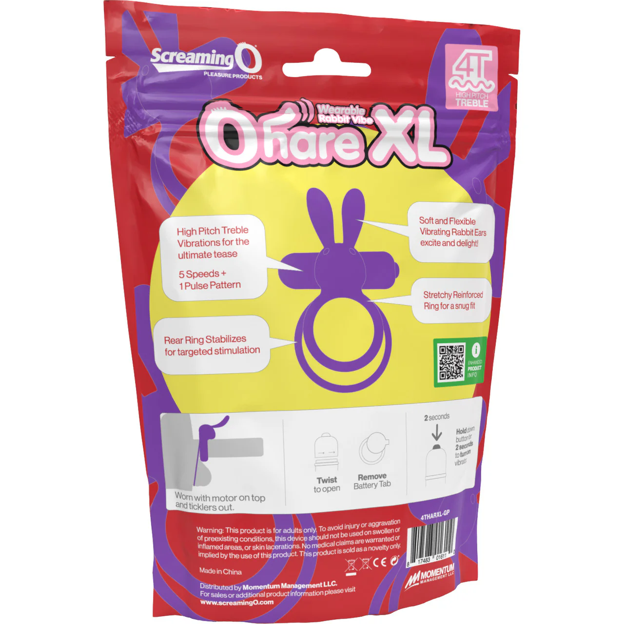 4T Ohare XL Vibrating Silicone Cock Ring By Screaming O - Grape - Image 4