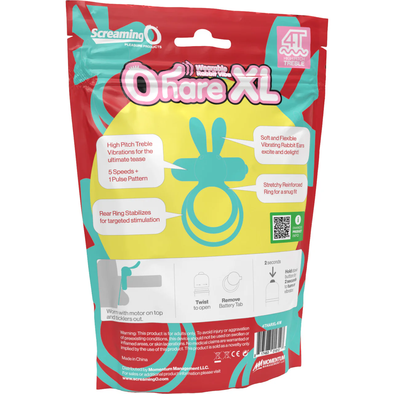 4T Ohare XL Vibrating Silicone Cock Ring By Screaming O - Kiwi - Image 4