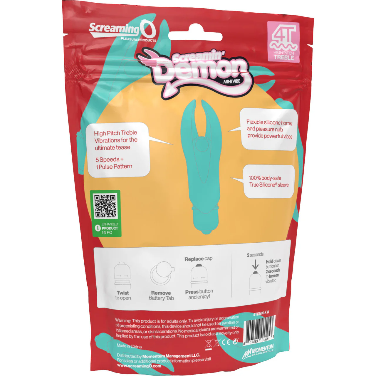 4T Screamin Demon Mini Vibrating Bullet With Silicone Horned Sleeve By Screaming O - Kiwi - Image 4