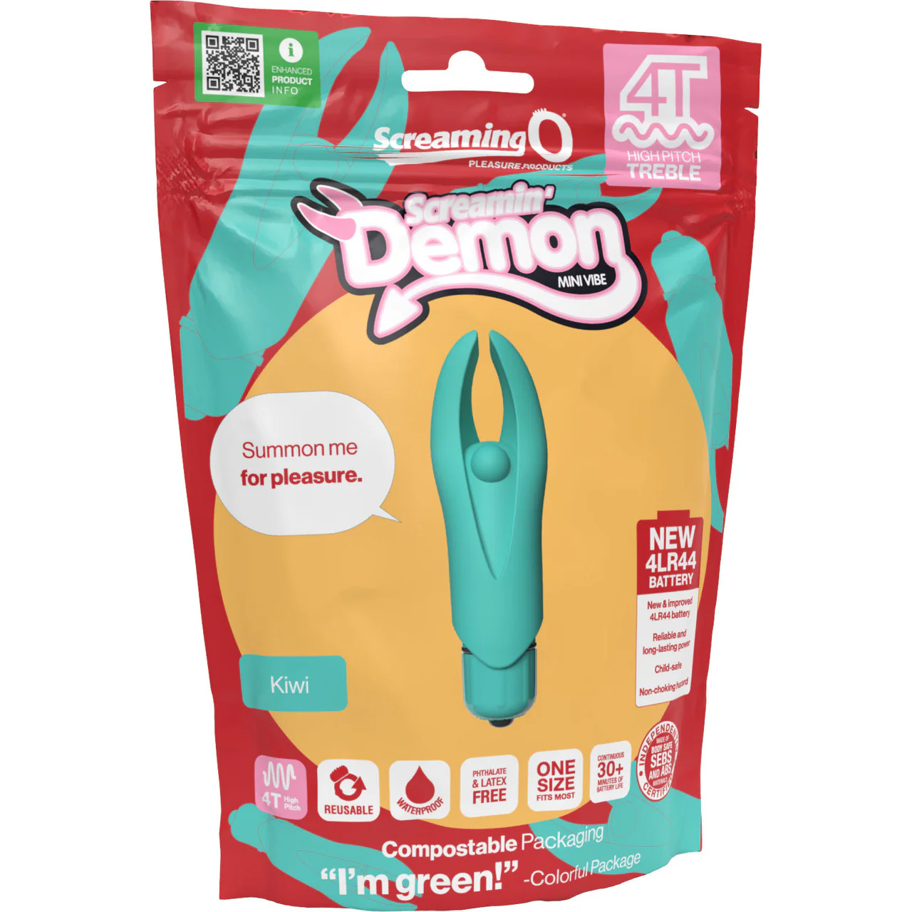 4T Screamin Demon Mini Vibrating Bullet With Silicone Horned Sleeve By Screaming O - Kiwi - Image 5