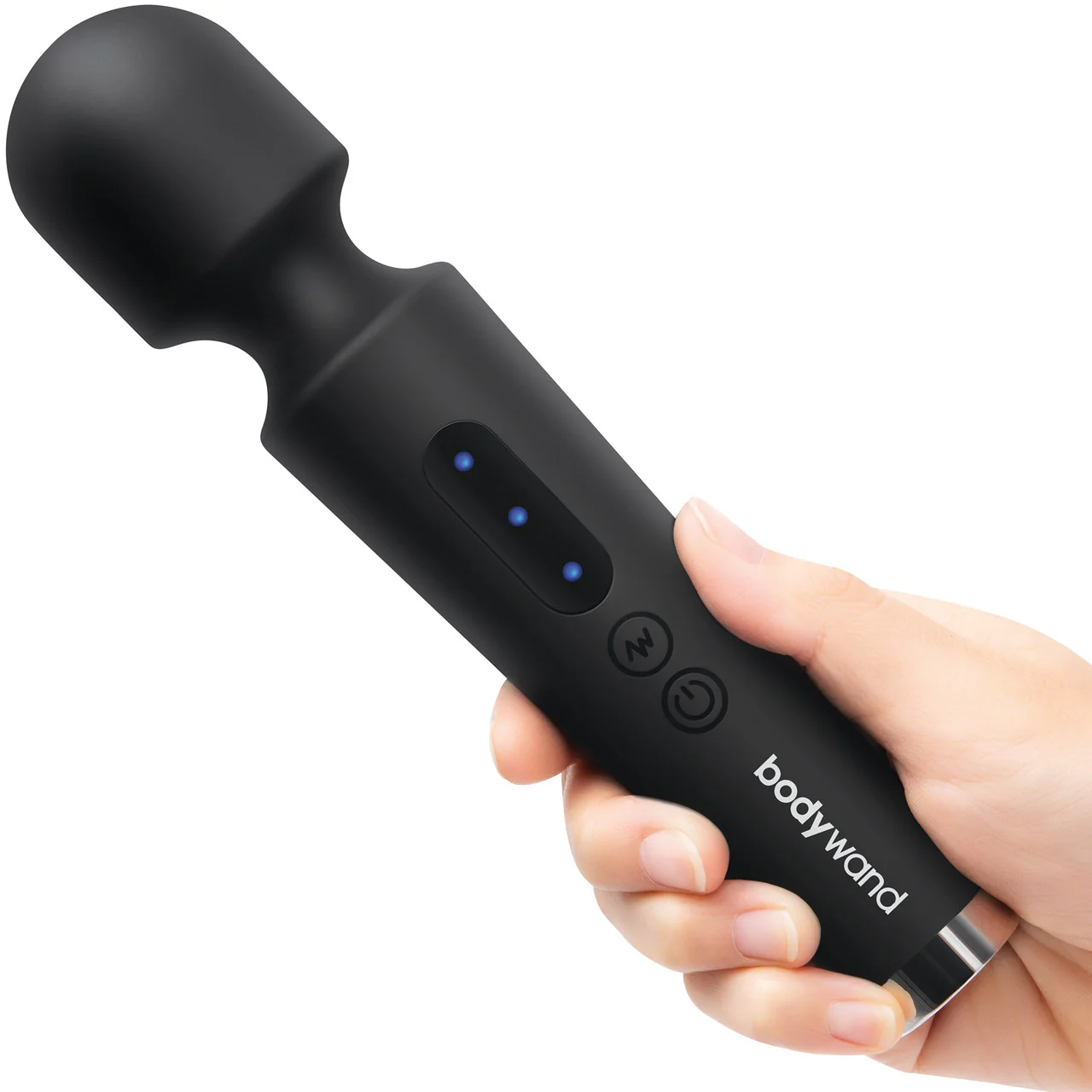 8" Power Wand Rechargeable Silicone Wand Style Massager By Bodywand - Black - Image 2