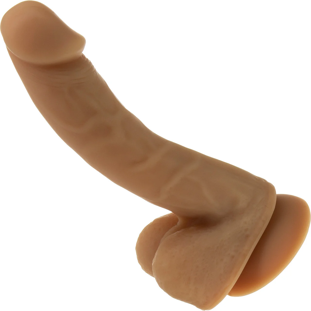 Addiction - Andrew 8" Bendable Silicone Suction Cup Dildo With Balls - Caramel - Image 4