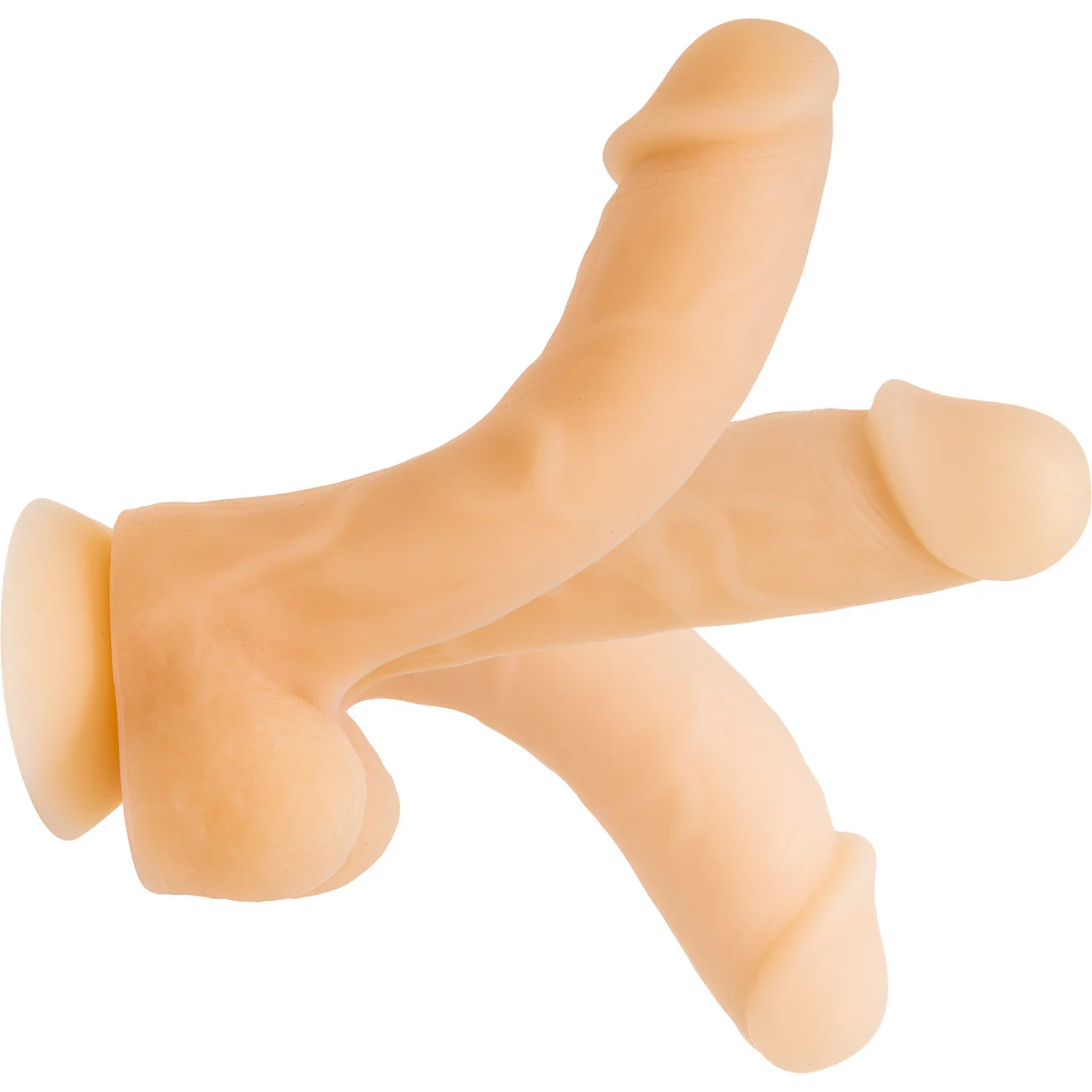Addiction - David 8" Bendable Silicone Suction Cup Dildo With Balls - Vanilla - Image 4