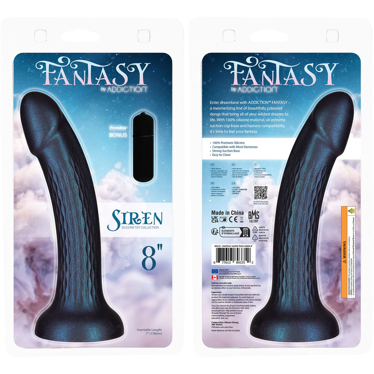 Addiction Fantasy Siren 8" Silicone Suction Cup G-Spot Dildo - Blue - Image 10