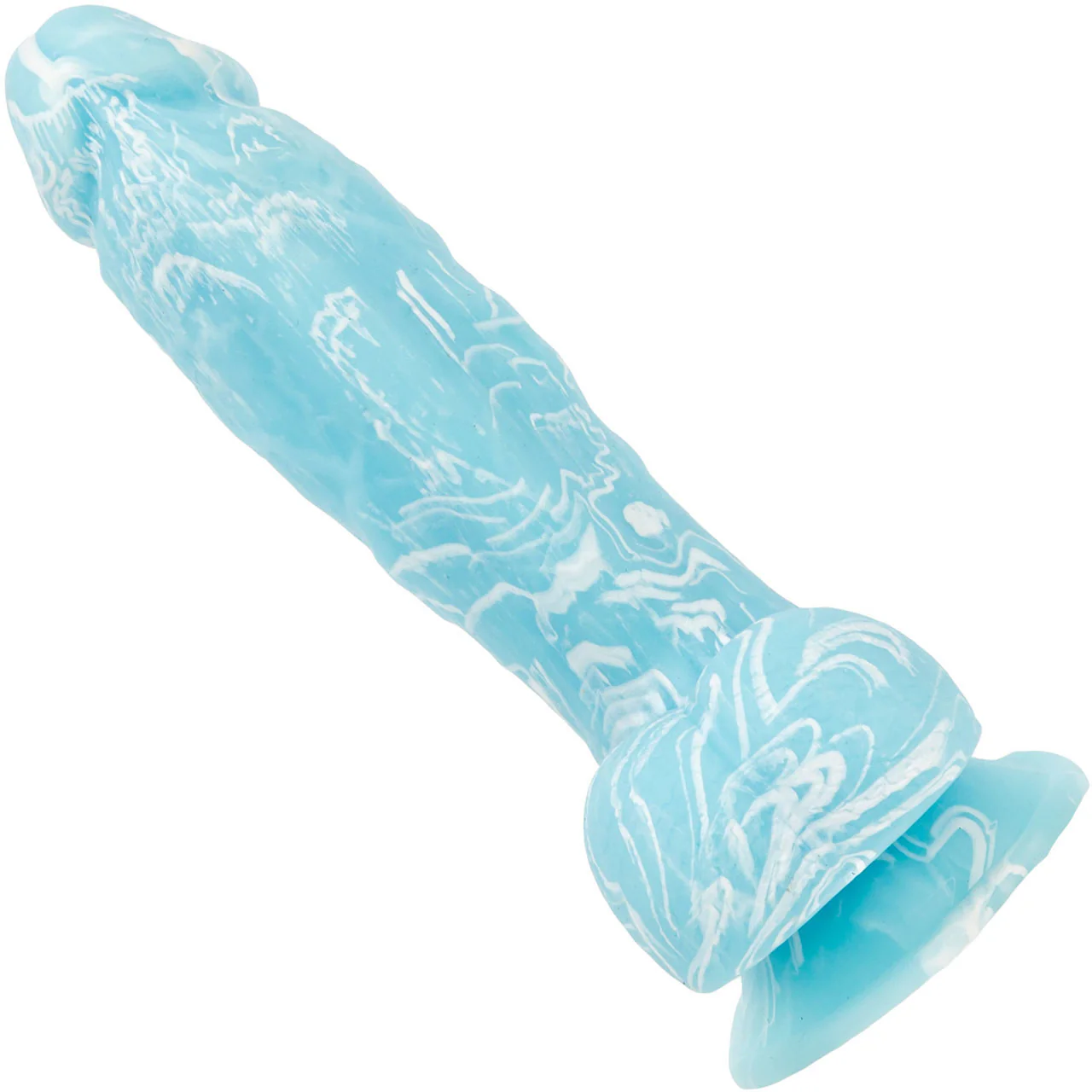 Addiction - Luke 7.5" Glow In The Dark Silicone Suction Cup Dildo With Balls - Blue - Image 2