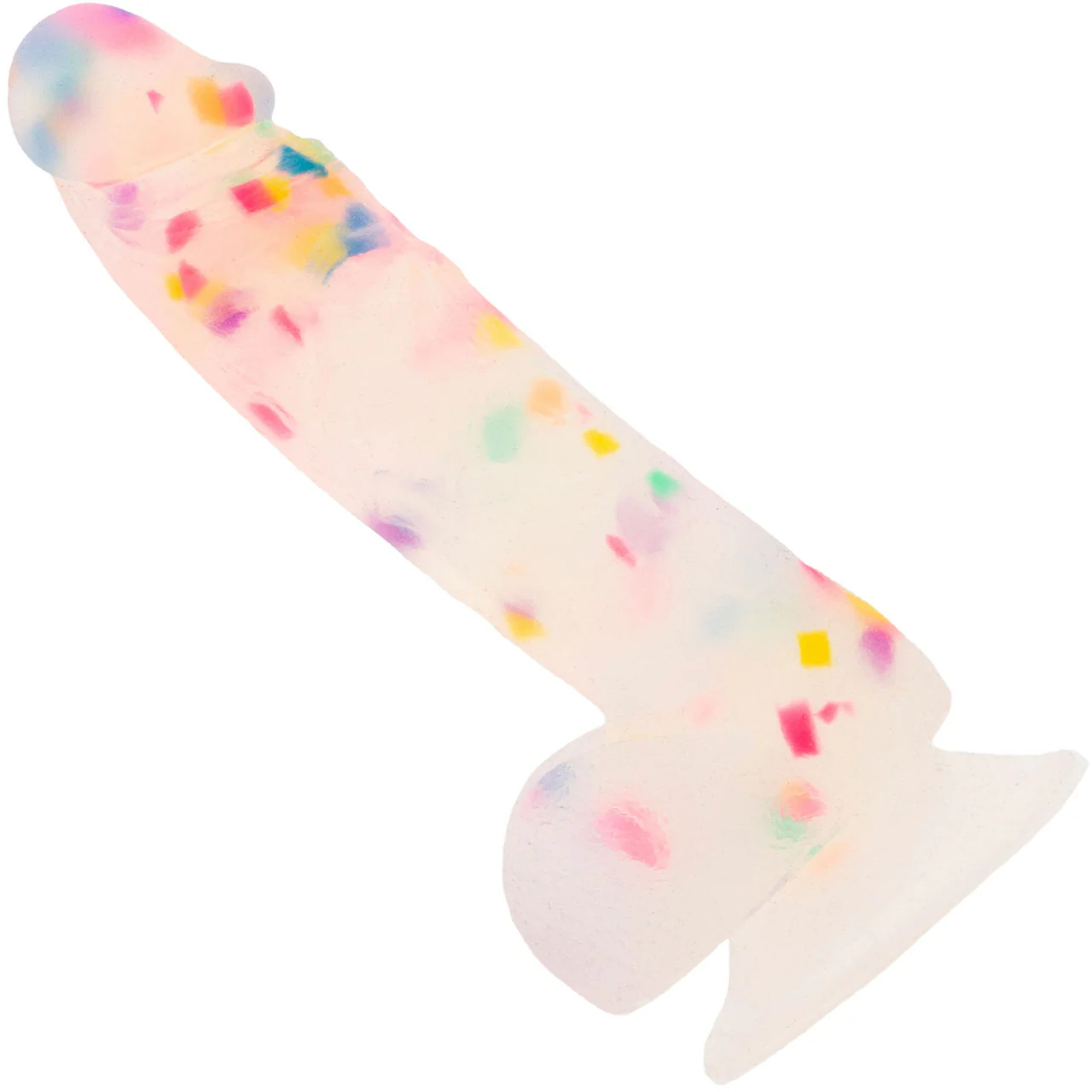 Addiction - Party Marty 7.5" Silicone Suction Cup Dildo With Balls - Frost & Confetti - Image 2