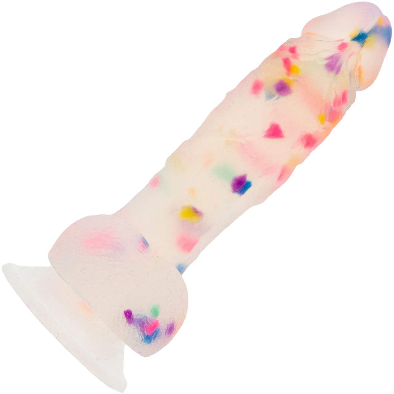Addiction - Party Marty 7.5" Silicone Suction Cup Dildo With Balls - Frost & Confetti - Image 3