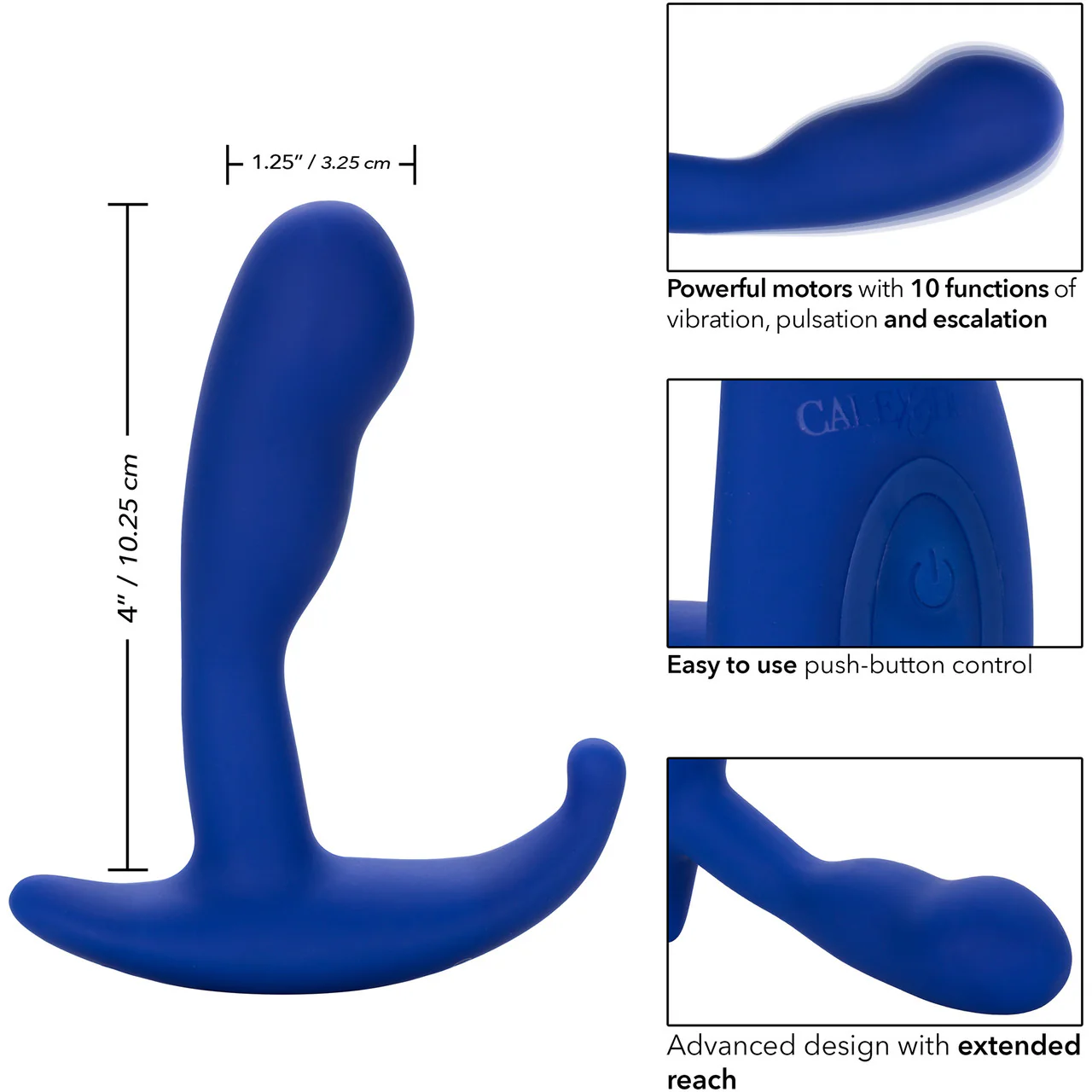 Admiral Advanced Prostate Vibrating Silicone Curved Probe By CalExotics - Blue - Image 8