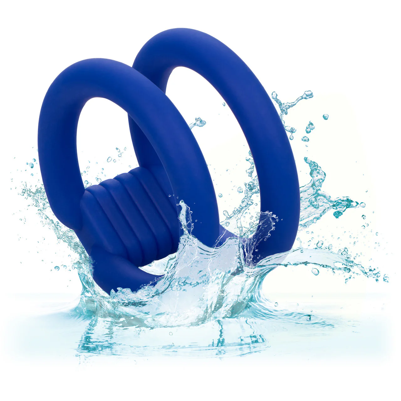 Admiral Dual Silicone Cock Cage & Ring By CalExotics - Blue - Image 8