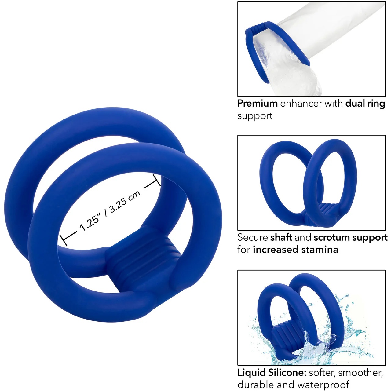 Admiral Dual Silicone Cock Cage & Ring By CalExotics - Blue - Image 9