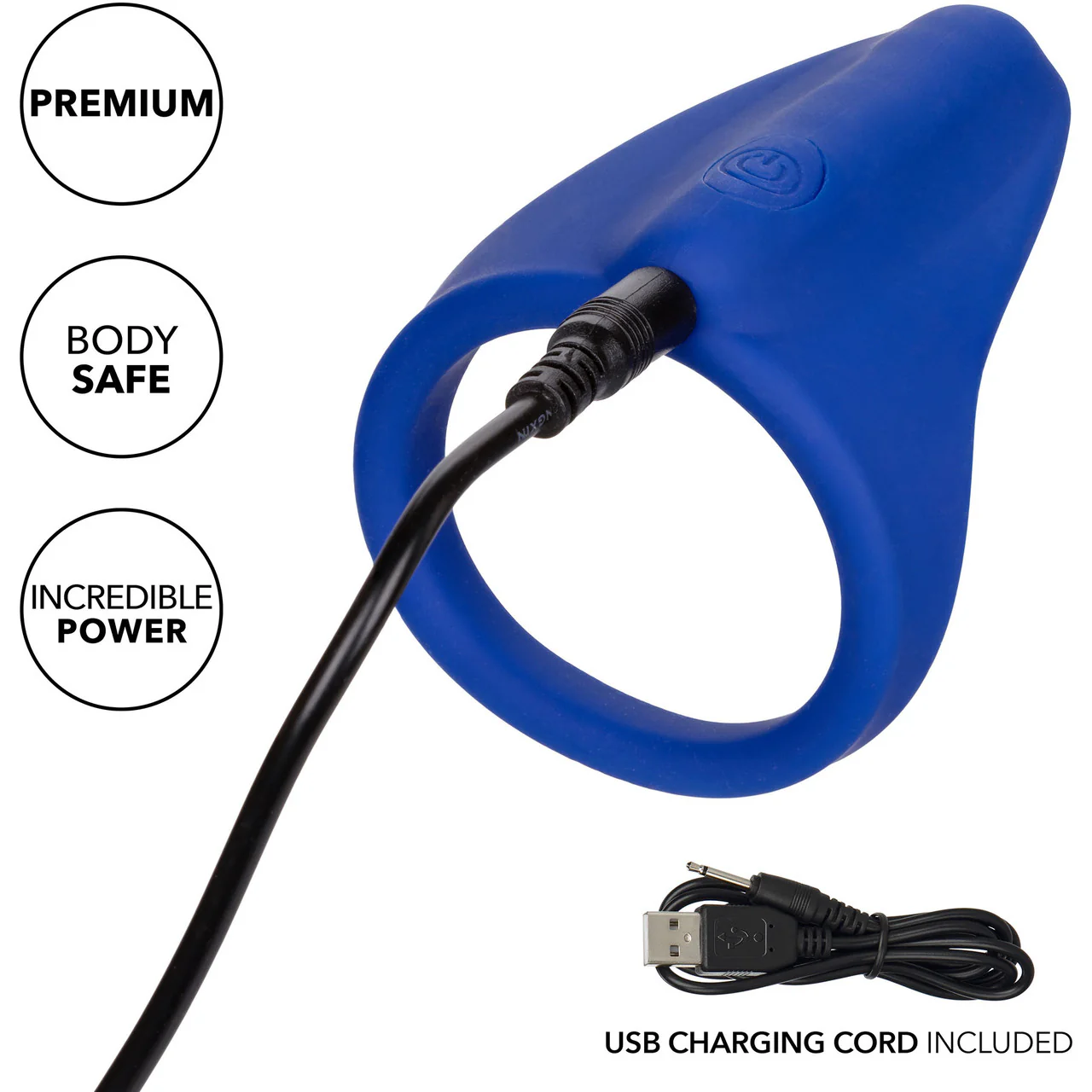 Admiral Liquid Silicone Rechargeable Waterproof Vibrating Perineum Massager & Cock Ring By CalExotics - Blue - Image 13