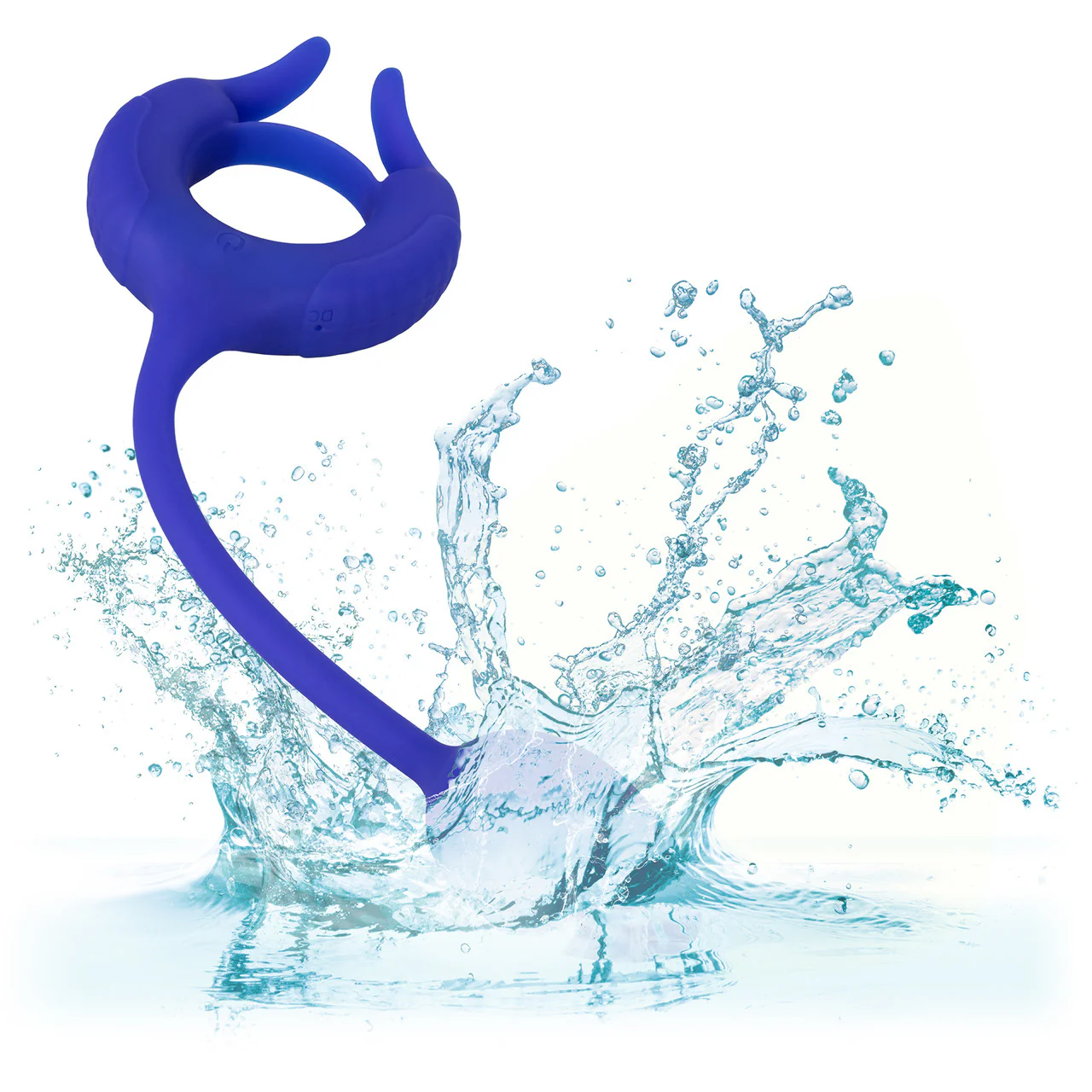 Admiral Plug And Play Weighted Silicone Vibrating Cock Ring By CalExotics - Blue - Image 10