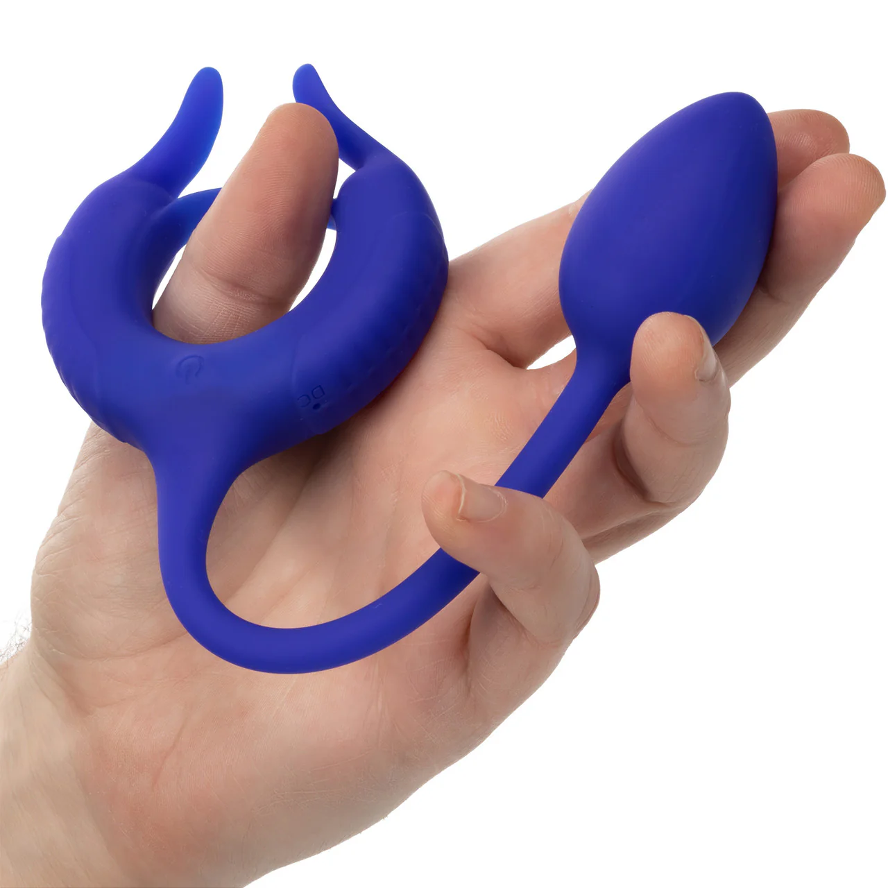 Admiral Plug And Play Weighted Silicone Vibrating Cock Ring By CalExotics - Blue - Image 2