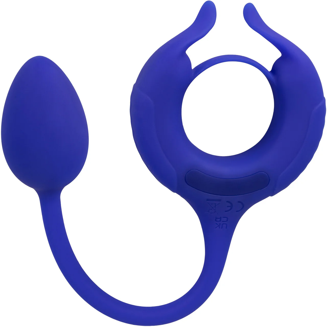 Admiral Plug And Play Weighted Silicone Vibrating Cock Ring By CalExotics - Blue - Image 4