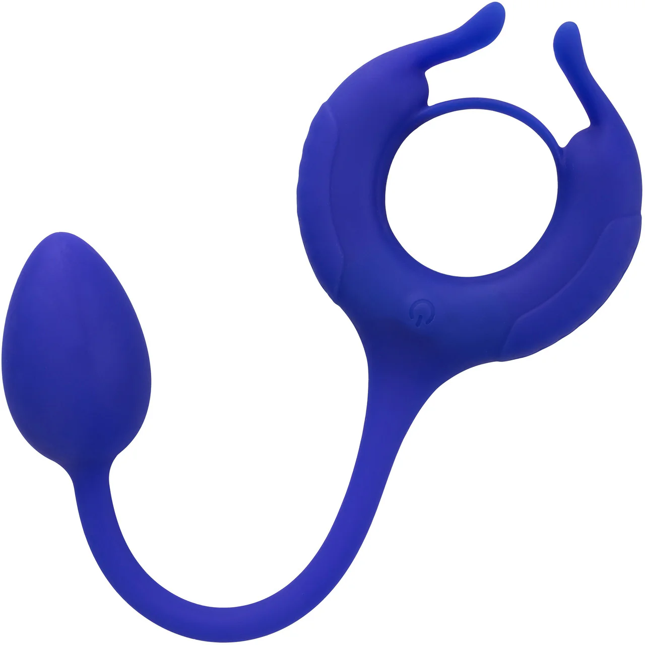 Admiral Plug And Play Weighted Silicone Vibrating Cock Ring By CalExotics - Blue - Image 7