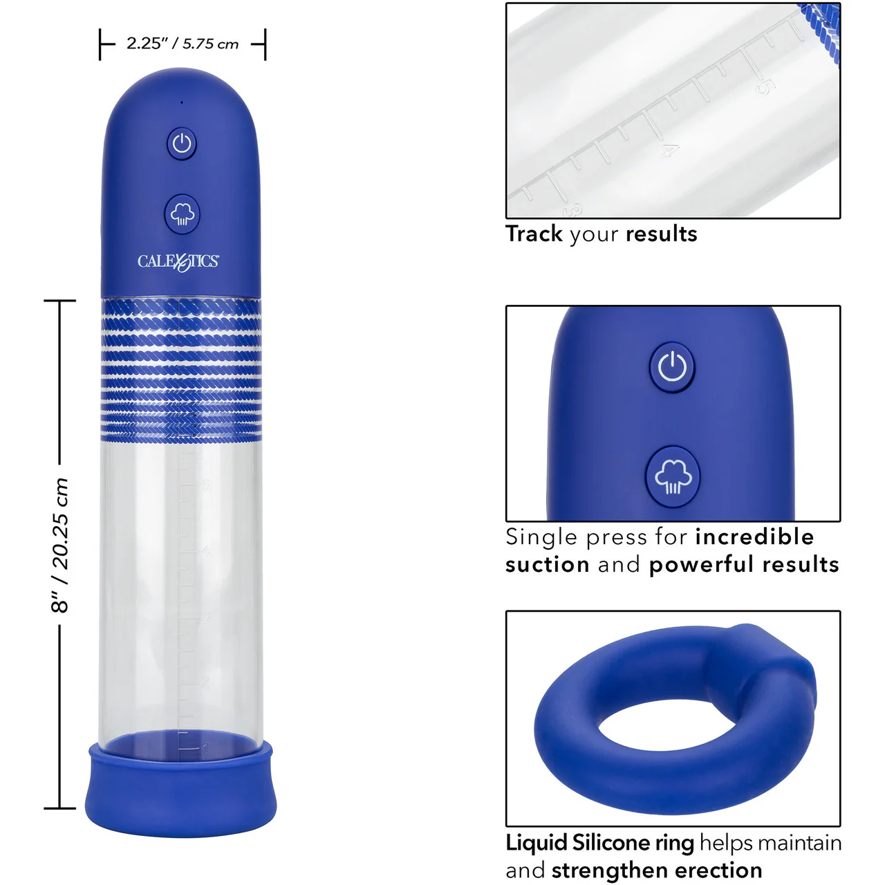 Admiral Rechargeable Rock Hard Penis Pump Kit By CalExotics - Blue - Image 11
