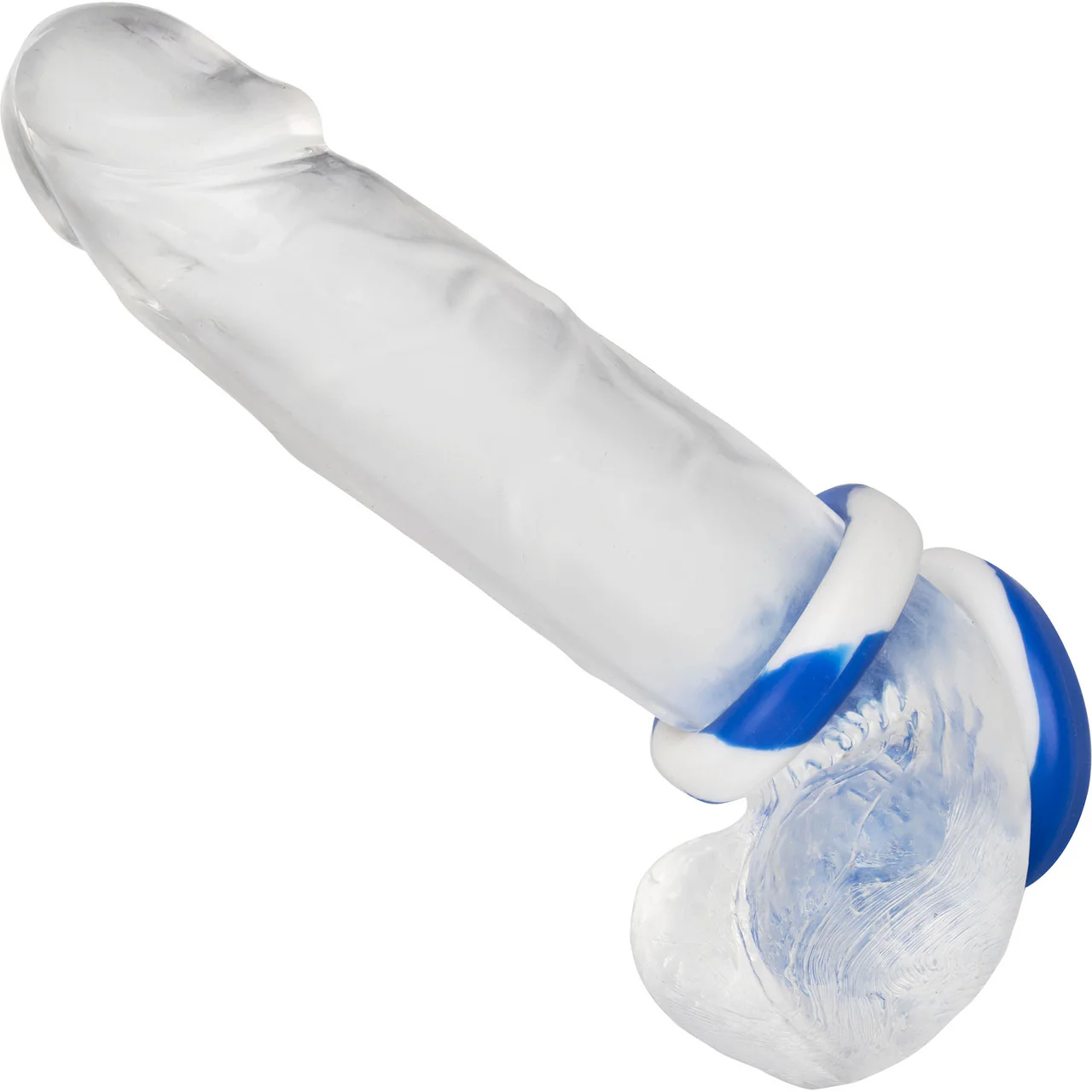 Admiral Silicone 2-Piece Stretchy Cock Ring Set - Blue & White - Image 2