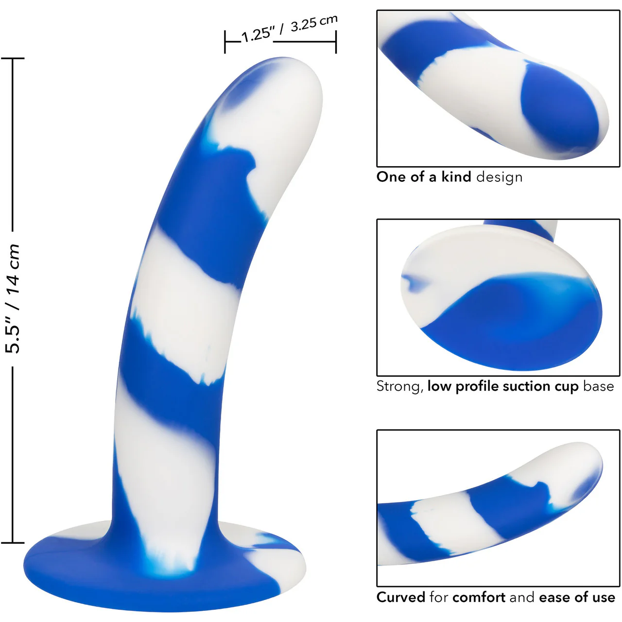 Admiral Swirl Probe 5.5" Silicone Suction Cup Dildo By CalExotics - Blue & White - Image 8