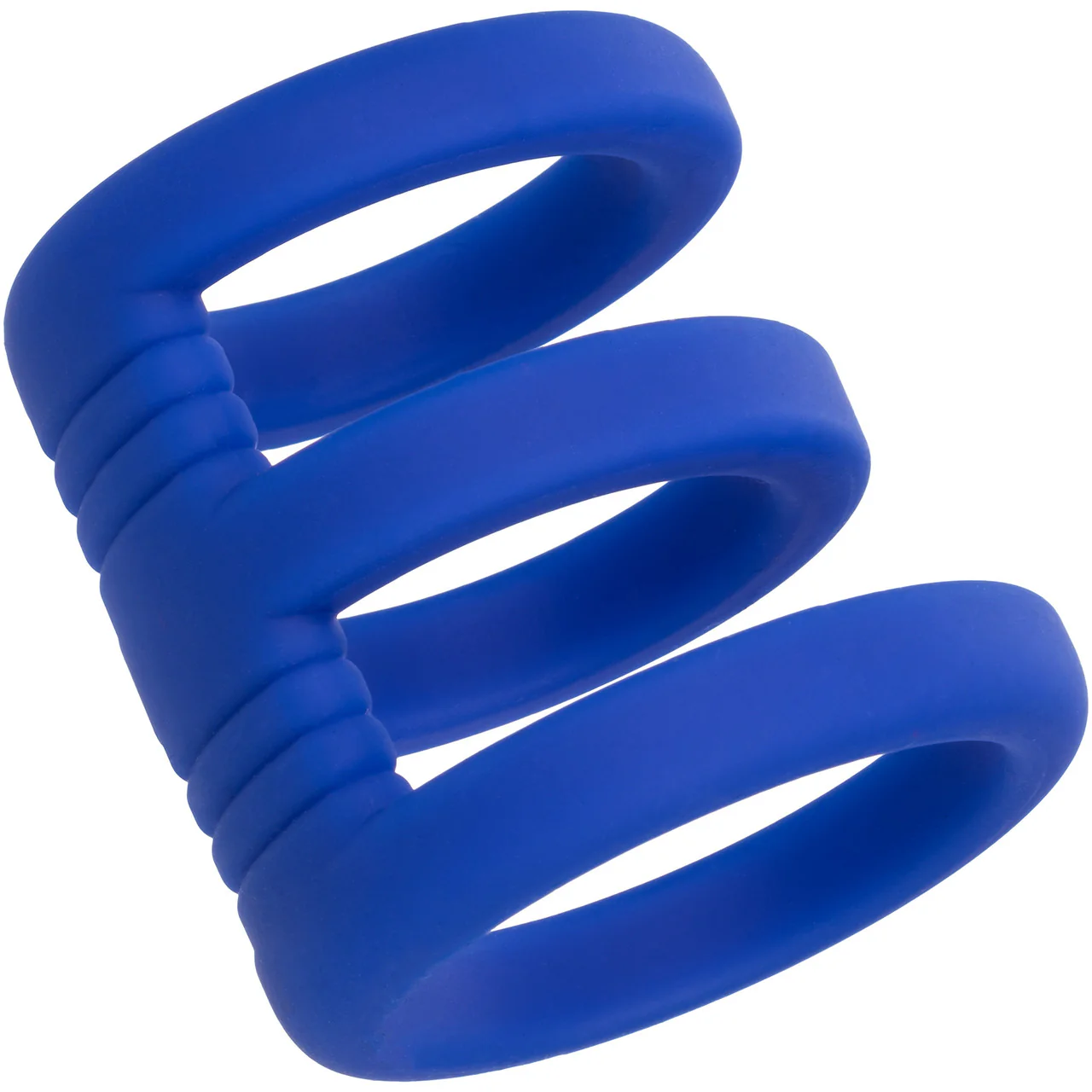 Admiral Triple Silicone Cock Cage & Ring By CalExotics - Blue - Image 6