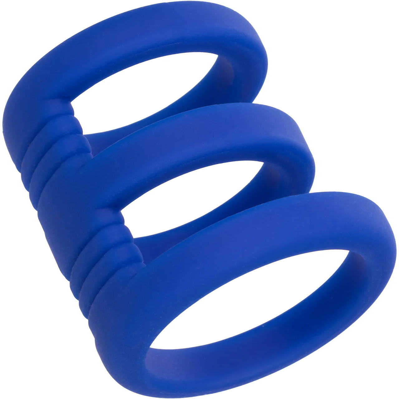 Admiral Triple Silicone Cock Cage & Ring By CalExotics - Blue - Image 8