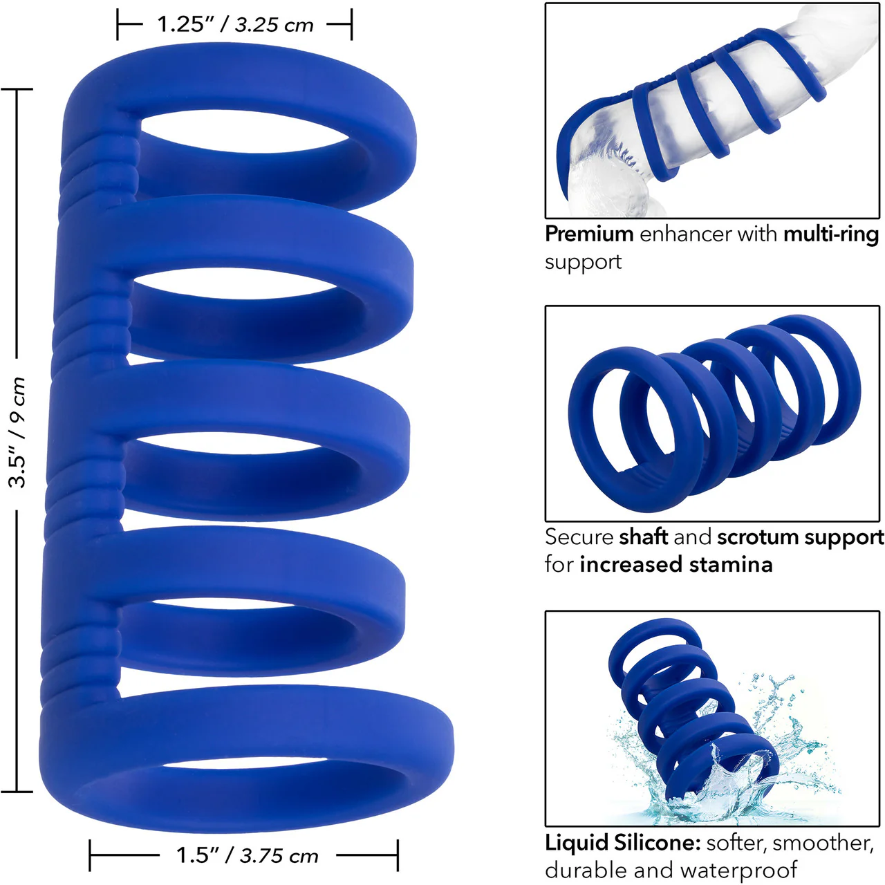 Admiral Xtreme Silicone Cock Cage & Ring By CalExotics - Blue - Image 10