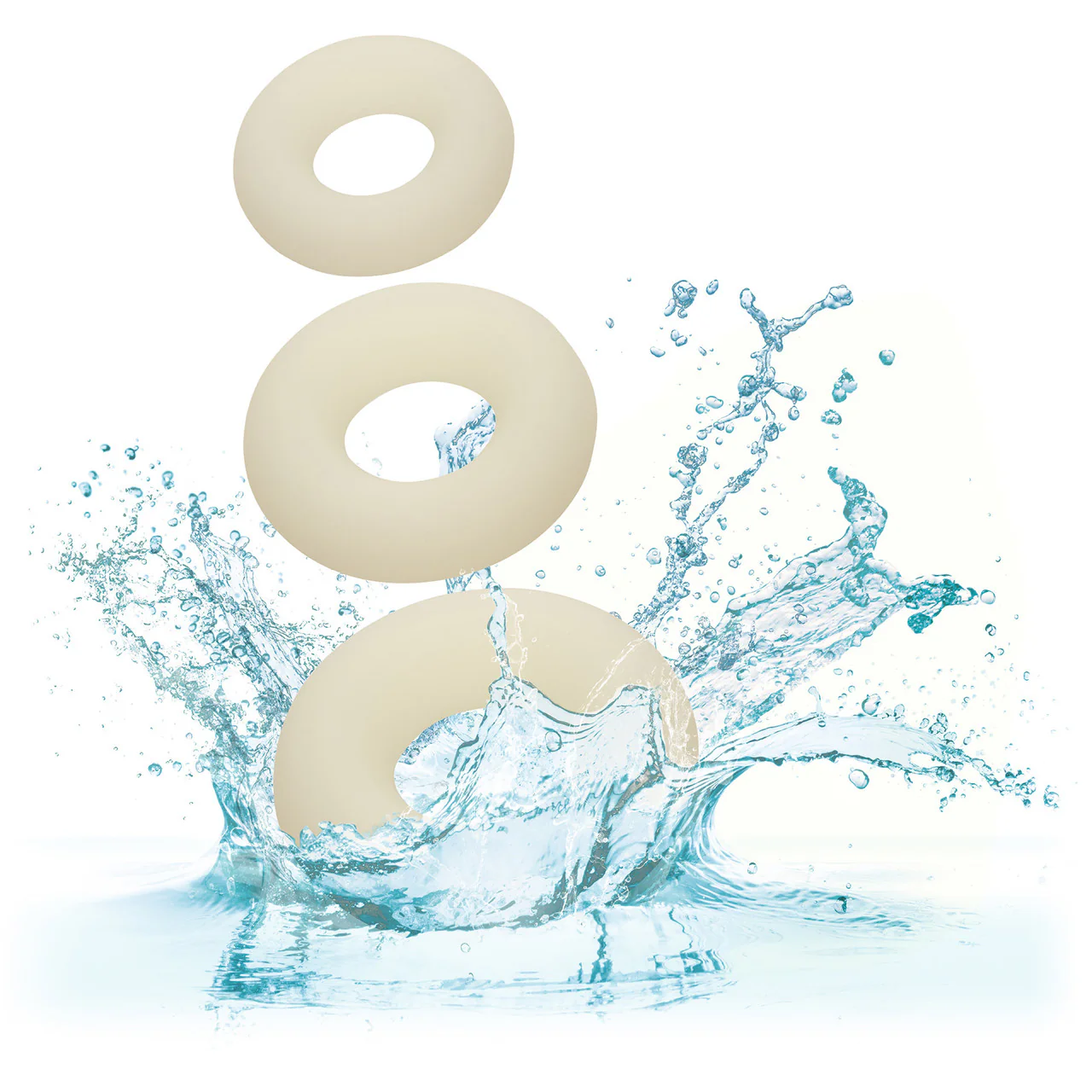 Alpha Glow In The Dark Liquid Silicone 3 Piece Cock Ring Set By CalExotics - White - Image 4