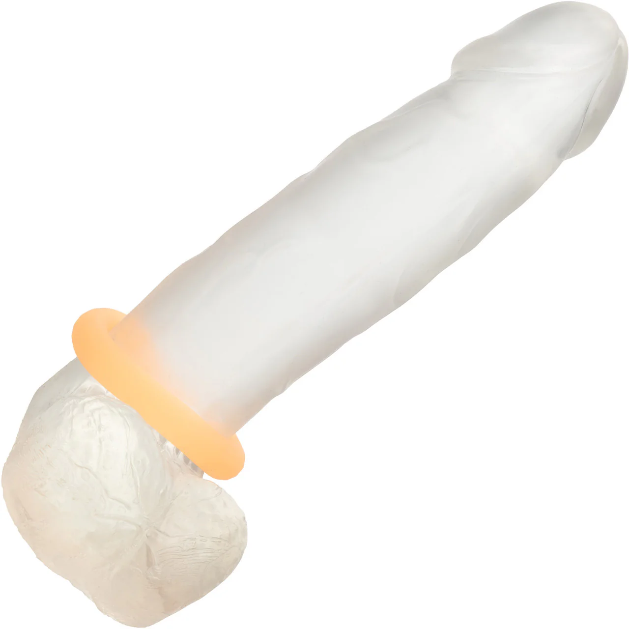 Alpha Glow In The Dark Liquid Silicone Prolong Medium Cock Ring By CalExotics - Orange - Image 2